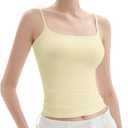 PUMIEY Women's Square Neck Tank Top Adjustable Spaghetti Straps Sleeveless Basic Tops Sharp Collection OEKO-TEX STANDARD 100, L
