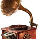 Wooden Phonograph Gramophone Turntable CD Player Stereo System Control 33/45 RPM FM AUX USB Ouput Bluetooth 4.2