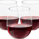 FOCUSLINE 32 Pack Plastic Wine Glasses Stemless, 12 Oz Crystal Clear Disposable Wine Cups, Reusable Plastic Wine Glasses for Parties Weddings, Shatterproof Recyclable and BPA-Free