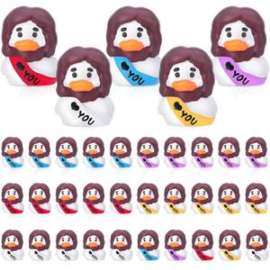 30 Pcs Mini Resin Jesus Ducks Mini Jesus Figurines Tiny Resin Ducks for DIY Cake Decoration Ornaments Crafts Moss Landscape, White