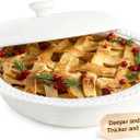 Deep Dish Pie Pan with Lid, 11 inch Ceramic Pie Dish, Round Baking Dish for Apple, Quiche, Pot Pies, Tart, etc, Microwave, Dishwasher, and Oven Safe