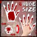 Dansydaisy 60 Sets Skeleton Halloween Hand Treat Bags with Card Scary Hand-shaped Treat Bag with Ribbon for Halloween Horror Theme Birthday Party Snacks Cookies Packing Supplies (Bloody Red)