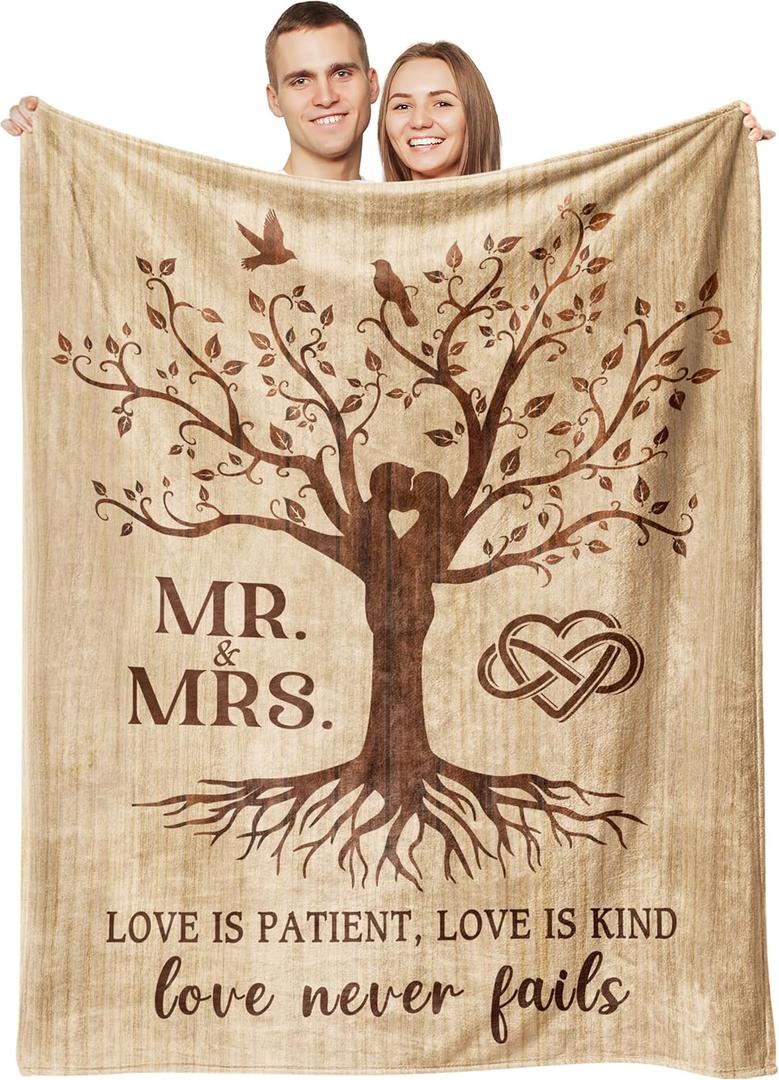 Wedding Gifts for Couples 2026, Soft Flannel Wedding Blanket, Mr and Mrs Couple, Bridal Shower Gift for Bride, The Marriage Newly Wed Gift for The Couple - 50" x 60"