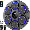 Music Boxing Machine, Boxing Wall Mount Machine for Kids Adult, Bluetooth Smart Boxing Traineing Machine with Boxing Gloves, Boxing Workout Equipment Target for Home, Office, Gym (Upgrade) (Dark black)