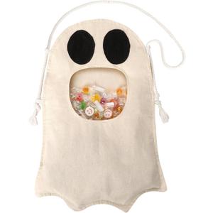 Halloween Trick or Treat Tote Bags for Kids, Halloween Reusable Ghost Candy Bag, Halloween Buckets and Baskets for Trick or Treating, Bolsitas Para Dulces De Halloween, Cute Halloween Costume