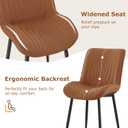 VECELO Dining Chairs Set of 2, Modern Upholstered Faux Leather Cushion Seat and Metal Legs for Kitchen, Living Room, Vintage Cognac Brown