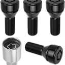 5PCS M14x1.25 Anti-Theft Car Wheel Studs Lock & Wheel Lock Key Replacement OEM 36136792851,Sturdy Car Wheels Bolts Locks Compatible with Mini BMW,Professional Cars Wheels Locks Bolt