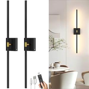 iThird Battery Operated Wall Sconce Set of 2: Rechargeable Wall Lights Wireless Sconces with Touch and Remote, 360° Rotate Magnetic Wall Scone Lighting Decor for Bedroom Living Room Hallway, 31.7Inch