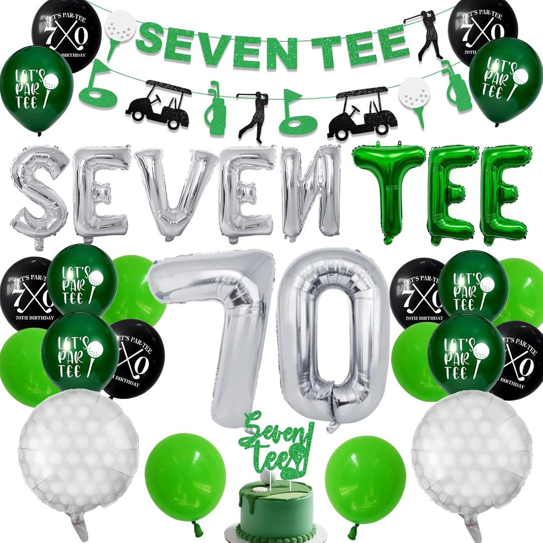 70th Birthday Decorations, Golf 70th Birthday Party Decoration Themed for Men Happy Birthday Decor Banner Set Durable 70 Number Balloons