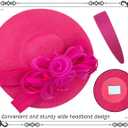 dressfan Wide Brim Fascinator Derby Hats for Women,20s Detachable Flower Hat with Headband for Derby Church Wedding Tea Party (Pink)