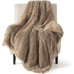 Bedsure GentleSoft Fluffy Light Chocolate Brown Throw Blanket, Brown Decor Cozy Gifts for Women Men, Soft Fuzzy Sherpa Fleece Plush Thick Warm Furry Faux Fur Throw Blanket for Couch, Bed, 50x60