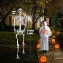 7.9ft Halloween Giant Skeleton, Tall Outdoor Skeleton with Full Body Posable Joints, Scary Plastic Large Skeleton for Halloween Haunted House Spooky Scene Decorations, 1p 7.9ft