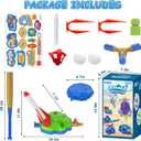 4-in-1 Water Sprinkler for Kids, Water Outdoor Baseball Rocket Launcher Toy with Water Sprinkler Baseball Toy, Outdoor Sprinkler for Summer Backyard Lawn Pool Party for Kids Ages 3-8 (Green)