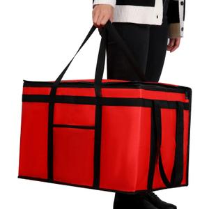 musbus Extra large XXXL Insulated Food Delivery Bag Cooler Bags Keep Food Warm Catering Therma Catering Bag for doordash 22x14x13 Cooler Bags Therma Shopper hot warming RED Pizza BLACK