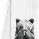 Funny Black Bear Bathroom Hand Towels, Bear Bathroom Decor, Bears Lover Gifts, Funny Wild Animal Decorative Hand Towels for Kids Bath Room Washroom, 16x24 Inch