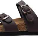 Torotto Boys Girls Sandals with Cork Footbed Adjustable Buckle Casual Flip Flops Sandals Open Toes Flat for Kids Toddler (Brown)