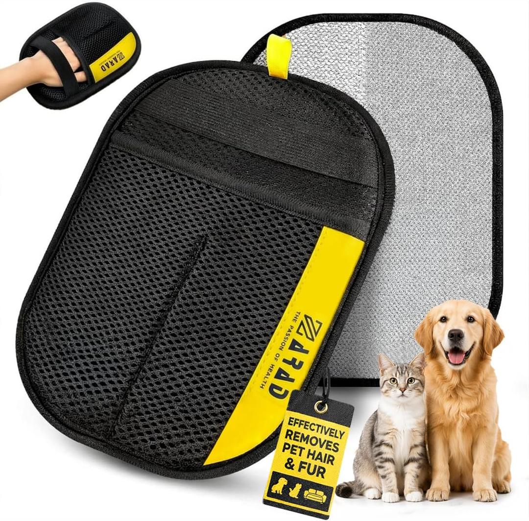 ZARAD Pet Hair Removal Glove for Dogs & Cats Electrostatic Reusable Dog & Cat Hair Remover Glove | 2-in-1 Pet Grooming Glove & Fur Remover for Furniture, Couch, Car, Carpet, Laundry & Clothes (1)