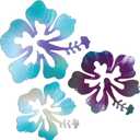 CroBlissful 3 Pcs Hawaiian Metal Hibiscus Wall Art Rustic Tropical Hibiscus Flower Wall Decor Vintage Tropical Plant Plaque for Home Bathroom Office (Blue purple, Purple, Blue)