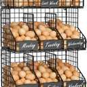 X-cosrack Egg Holder Countertop, 3 Tier Egg Rack with Labels Dividers to Separate Eggs, Stackable Wire Baskets for Fresh Egg, XXL Egg Dispenser for Countertop/Wall-Mounted (Patent Pending) (Black)