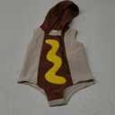 Infant Baby Outfits Girl Boy Hot Dog Hooded Sleeveless Romper Funny Food (6-12 Months, Brown)