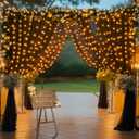 10x10FT Black Wrinkle Free Backdrop Curtains with Lights String for Parties - Photo Curtain Backdrop with Lights for Wedding Decorations, Bridal Baby Shower Birthday Party Photography Background (10FTx10FT (W5'xH10', 2 Panels))