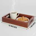 LakdiBaaz Premium Wooden Serving Tray Small, Large & Extra-Large | High Gloss, Waterproof & Lightweight Decorative Tray for Dining, Coffee & Home Use (Teak, Small)
