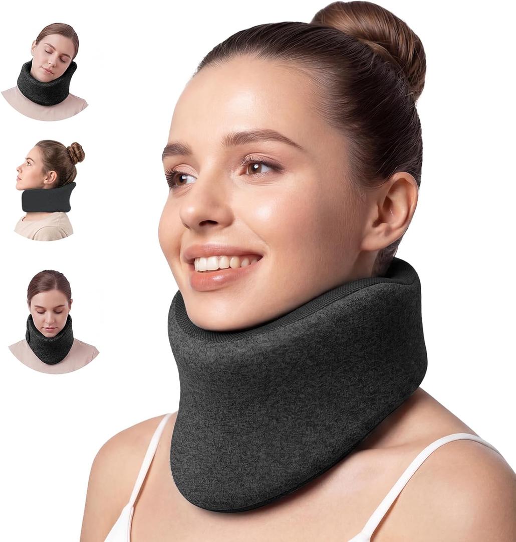Multifunction 2-in-1 Cervical Brace & Airplane Neck Pillow Memory Foam for Post-Op, Neck Strain & Chronic Head Drooping Adjustable Velcro Relieves Pain & Pressure