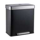 SVITA LT2X30 Dustbin 60 Litre Pedal Bin Pedal Bin Waste Bin 2 Compartments Each 30 Litres Freestanding with Lid Soft Close Lid Including Inner Bucket Black