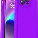 Vooii Compatible with iPhone 13 Pro Case, Liquid Silicone Upgrade [Camera Protection] [Soft Anti-Scratch Microfiber Lining] Shockproof Phone Case for iPhone 13 Pro 6.1 inch - Neon Purple