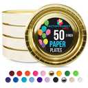 Exquisite Party Solids Gold Paper Plates Disposable Heavy Duty 13 Inch Gold Disposable Plates For Party 50 Pcs Heavy Duty 350 GSM, Birthday Supplies