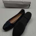 FRACORA Women's Ballet Flats Black PU Leather Dress Shoes Comfortable Round Toe Slip on Flats with Breathable Eyelets Women's 9.5