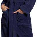 Turkuoise Soft & Absorbent Towel Robe, 100% Cotton Turkish Terry Cloth Kimono Bathrobes for Women (Medium, Navy)