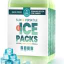 Healthy Packers Reusable Ice Packs for Lunch Boxes - Long Lasting Slim Freezer Packs, Thin Non-Toxic BPA-Free Hard Gel Ice Blocks for Coolers, Kids & Adults Lunch Bags, Travel, Camping, Food Storage (Green (4 Pack))