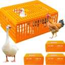 4 Pcs Poultry Carrier Crate, 29 x 21 x 13 in Plastic Poultry Transport Crate Carrier, Chicken Crates Transport Box for Chicken, Bird, Duck, Goose, Yellow