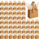 Qilery 50 Pcs Mini Paper Gift Bags Bulk with Tissue Paper Small Gift Bags with Handle and Tags for Birthday Wedding Back to School Summer Party Business (Brown, 4.7 x 2.4 x 3.9'')