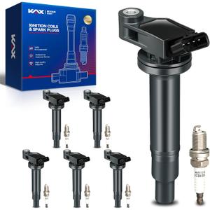 KAX 6-Pack Ignition Coils and Double Iridium Spark Plug Set for Toyota 2000-2006 Sienna, 2004-2010 Highlander 3.3L, 2000-2004 Avalon, Lexus 2004-2006 RX330/ES330, 1999-2003 RX300, ES300, Solara, UF267