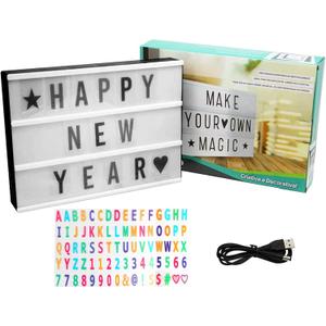 Aoutrow Cinema Light Box Personalized Neon Signs, Warm White LEDs Lightbox with Letters, Numbers, Symbols