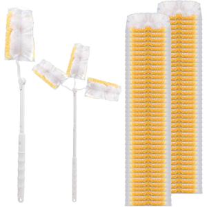 Dimeho 60 Count Duster Refills, Disposable Cleaning Duster Kit Heavy Duty Microfibre Dusters with Extendable Handle Starter Multi-Surface Dusters for Cleaning Home Furniture Blinds Ceiling Fan