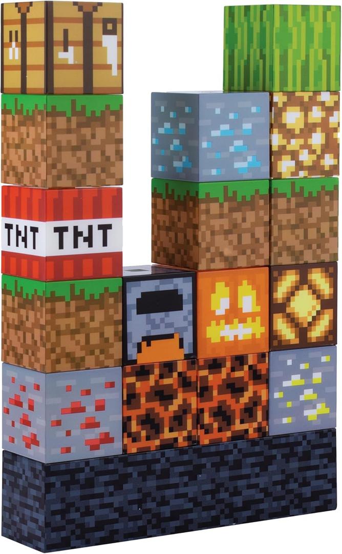Paladone Minecraft Building Block Night Light – Officially Licensed LED Lamp for Boys’ Bedrooms, Gaming Decor & Gifts – Fun Minecraft Room Accessory