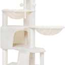 Wang Xin Three Layer Cat Tree with Cat Condo Scratch Pad and Two Hammocks,Beige