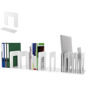 Adjustable Vertical File Sorter Sturdy Plastic Expandable Upright File Holder, Desktop Binder Organizer, Home School Office File Organizer Bookshelf Divider, Assemble Easily Endlessly, White