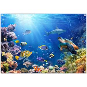 7x5ft Under The Sea Photography Backdrop Ocean Underwater World Background Aquarium Coral Baby Shower Decorations Birthday Party Photo Banner