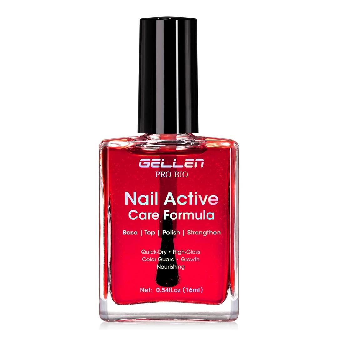 Gellen Pro Bio Active Glow Nail Polish One Step Ridge Filler Nails Concealer & Strengthener with Hexanal B5 Calcium & Grape Seeds Oil for Healthier Nails, Ultra-Glowy Shine, Vegan & Cruelty-free