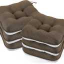 BETU Chair Cushions for Dining Chairs Set of 6, 3.5" Thick Kitchen Table Chair Pads with Ties,Non Slip Backing and Covers, Seat Cushion for Dining Room,Bar,Patio Chairs,15.5"X15.5"X3.5",Brown