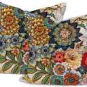 Throw Pillow Covers Pack of 2 Double-Sided Printing Home Indoor and Outdoor Sofa Bed Decor 18 x 18 Inch pillowcover (Bohemian Floral Patterns, 18x18Inch)