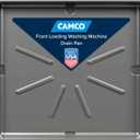 Camco Low Profile Washing Machine Drain Pan with PVC Fitting, 29 inch x 33 inch ID and 31 inch x 35 inch OD - Protects Your Floors from Washing Machine Leaks - Easy to Use - Pewter - 20788