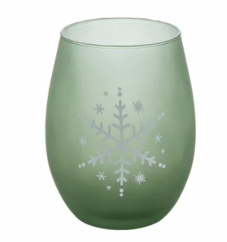 2 Piece Tabletops Unlimited Snowflake Stemless Wine Glass Set - Green