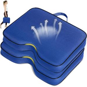 2 Pcs Stadium Seat Cushions - Outdoor Seat Cushions for Bleachers Fashion & Portable Stadium Cushions with Decorative Strips Water-Repellent Stadium Seats for Outdoor Sports Events (Blue)