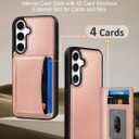 Uppuppy for Samsung Galaxy S25Plus/S24Plus Case with Wallet - Fits 4 Card Slots, Compatible with MagSafe for Women Leather Credit Card Holder Kickstand Cover for Samsung S25Plus/S24Plus, Rose Gold