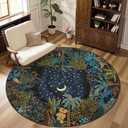 GarveeHome Round Area Rugs 8ft for Living Room, Large Green Jungle Washable Circle Rug Soft Non Slip Forest Animal Print Floor Mat Tiger Carpet Indoor Thin Rug for Bedroom Dining Room Playroom Nursery